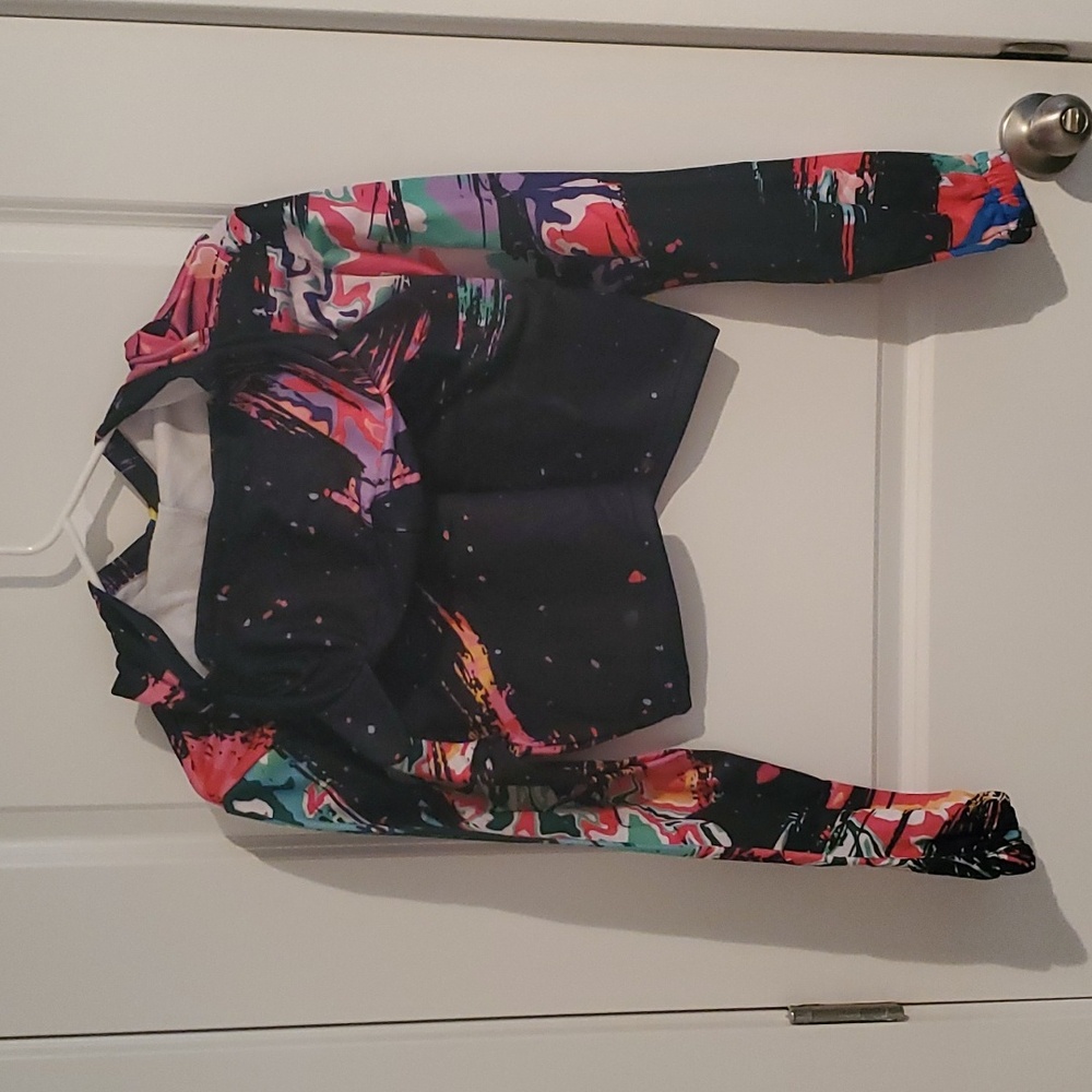 Unique Colorsplash Cat hoodie w/ears - Picture 3 of 6